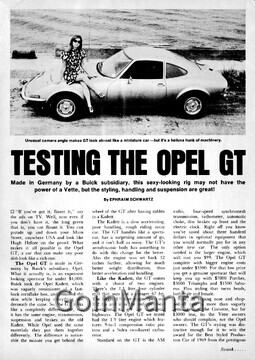 Swank Jan 1970 - Testing the Opel GT 1