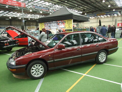 Senator B on club stand at classic car show in Dunedin, NZ with Manta A and a Calibra