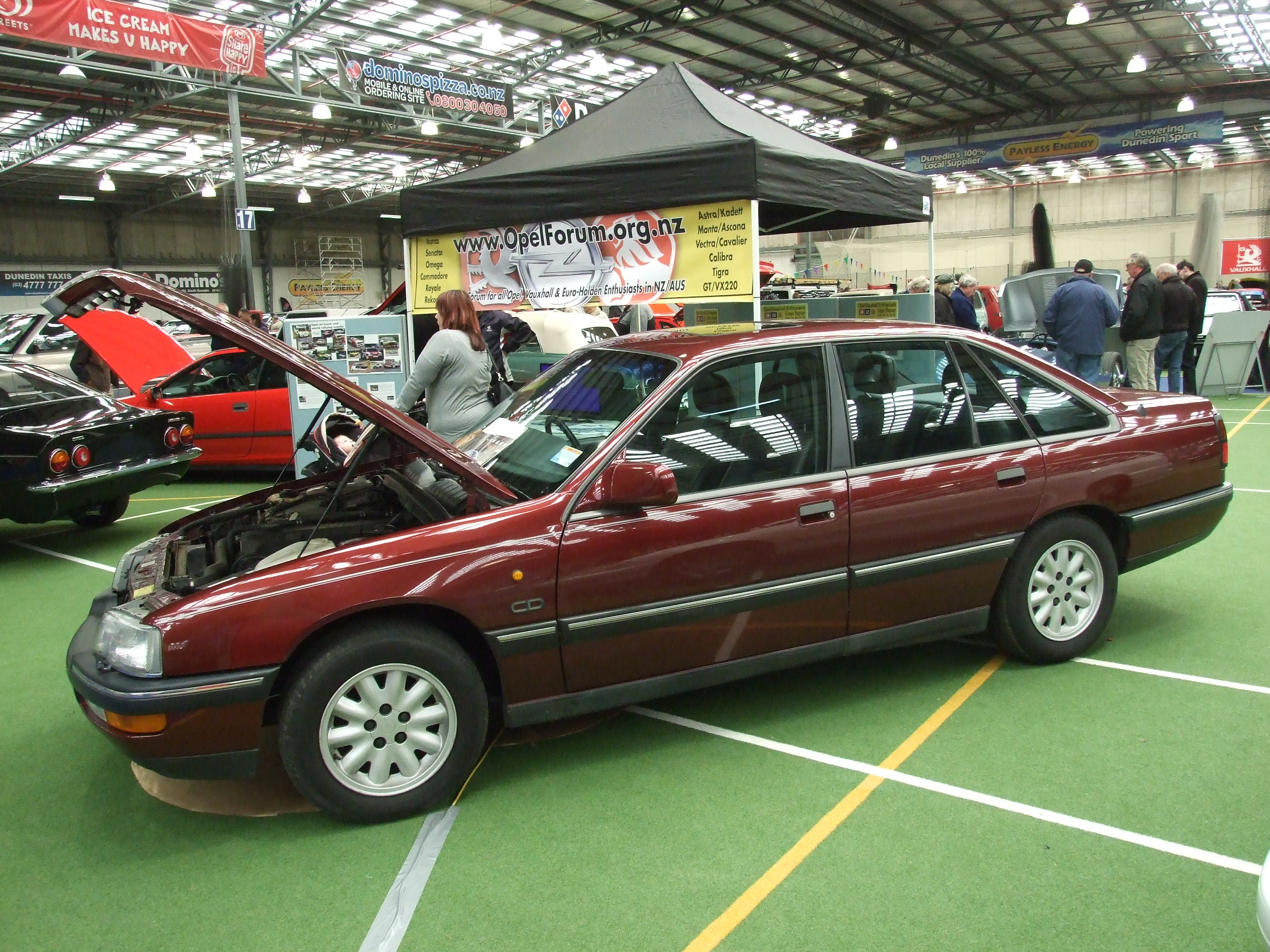 Senator B on club stand at classic car show in Dunedin, NZ with Manta A and a Calibra